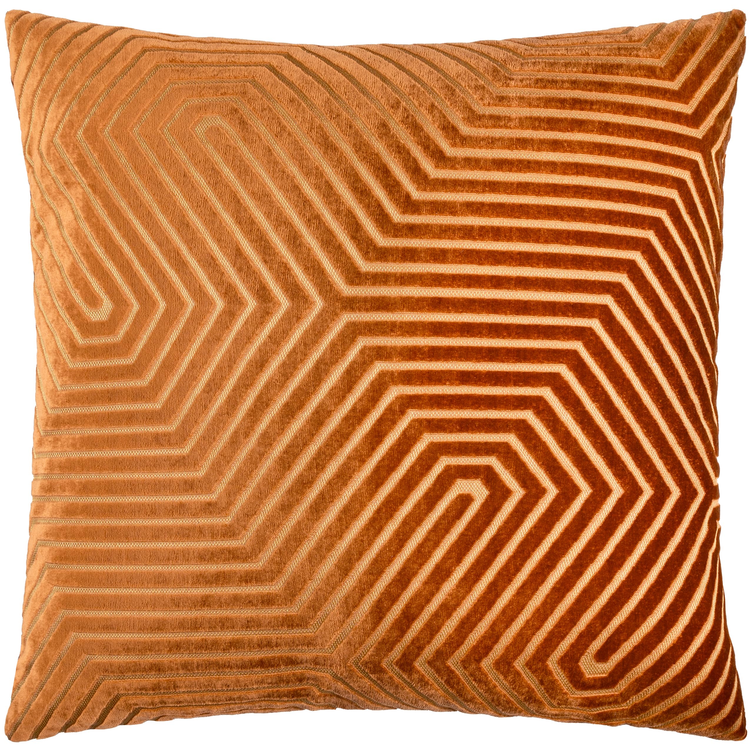 Paoletti Evoke Cut Velvet Fibre Filled Cushion Orange Size 55 X 55Cm