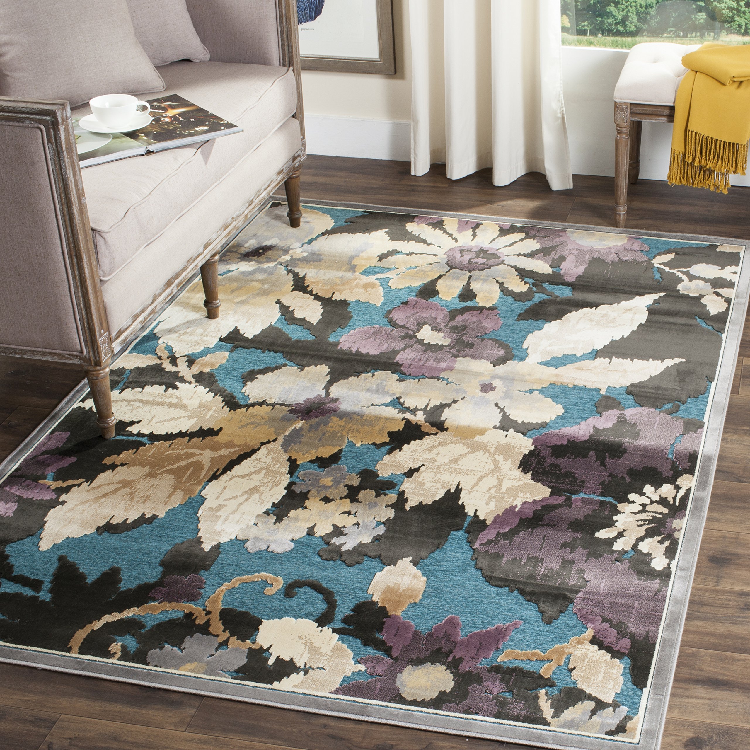 Safavieh Transitional Indoor Woven Rectangle Area Rug, Paradise Collection, PAR148, in Grey / Multi, 122 X 170 cm for Living Room, Bedroom or Any Indoor Space