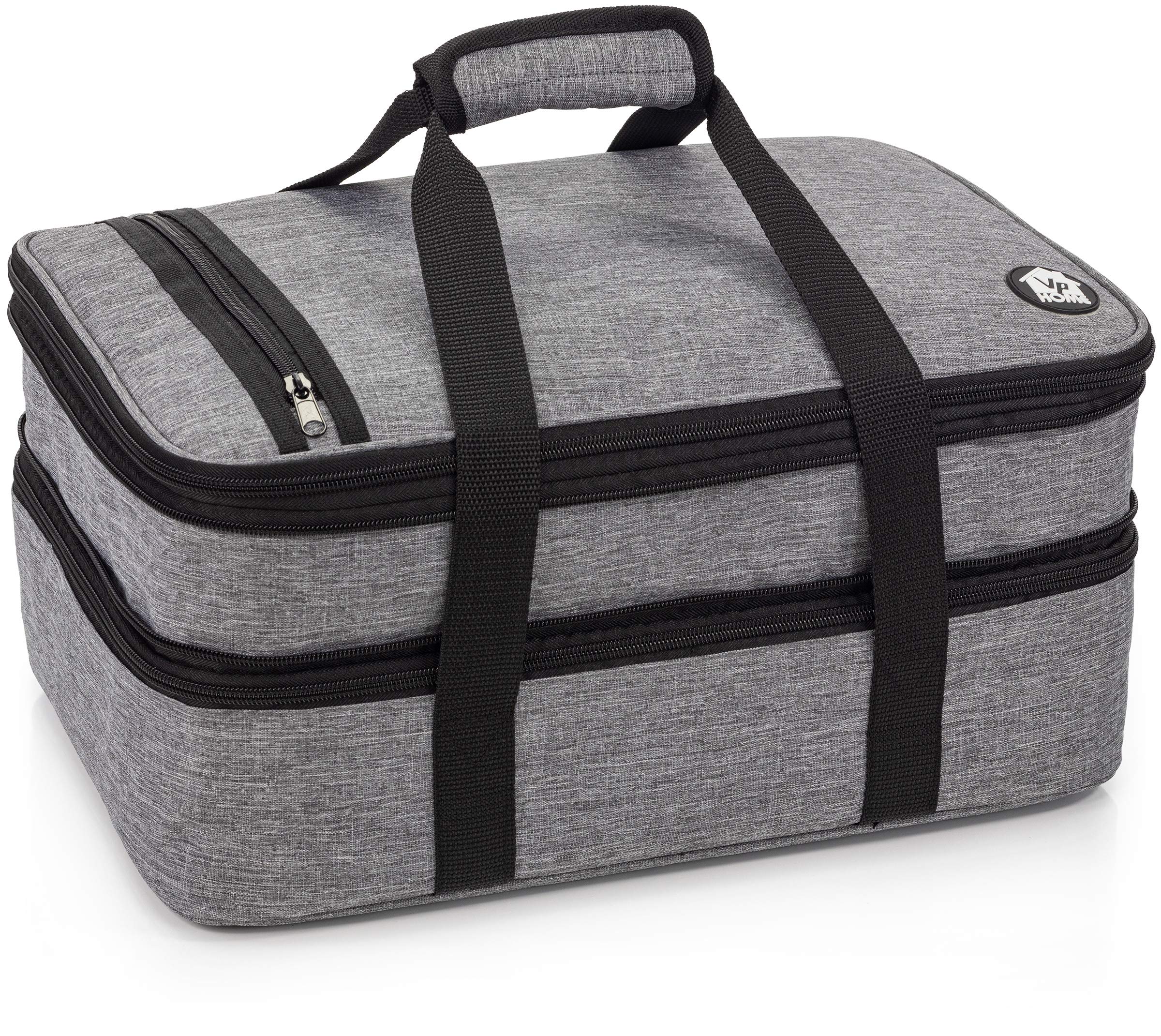 VP Home Double Casserole Insulated Travel Carry Bag (Heather Gray)