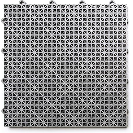 Big Floors DT40GRAY DuraGrid Outdoor Modular Interlocking Multi-Use Plastic Deck Tiles (40 Pack, Gray)
