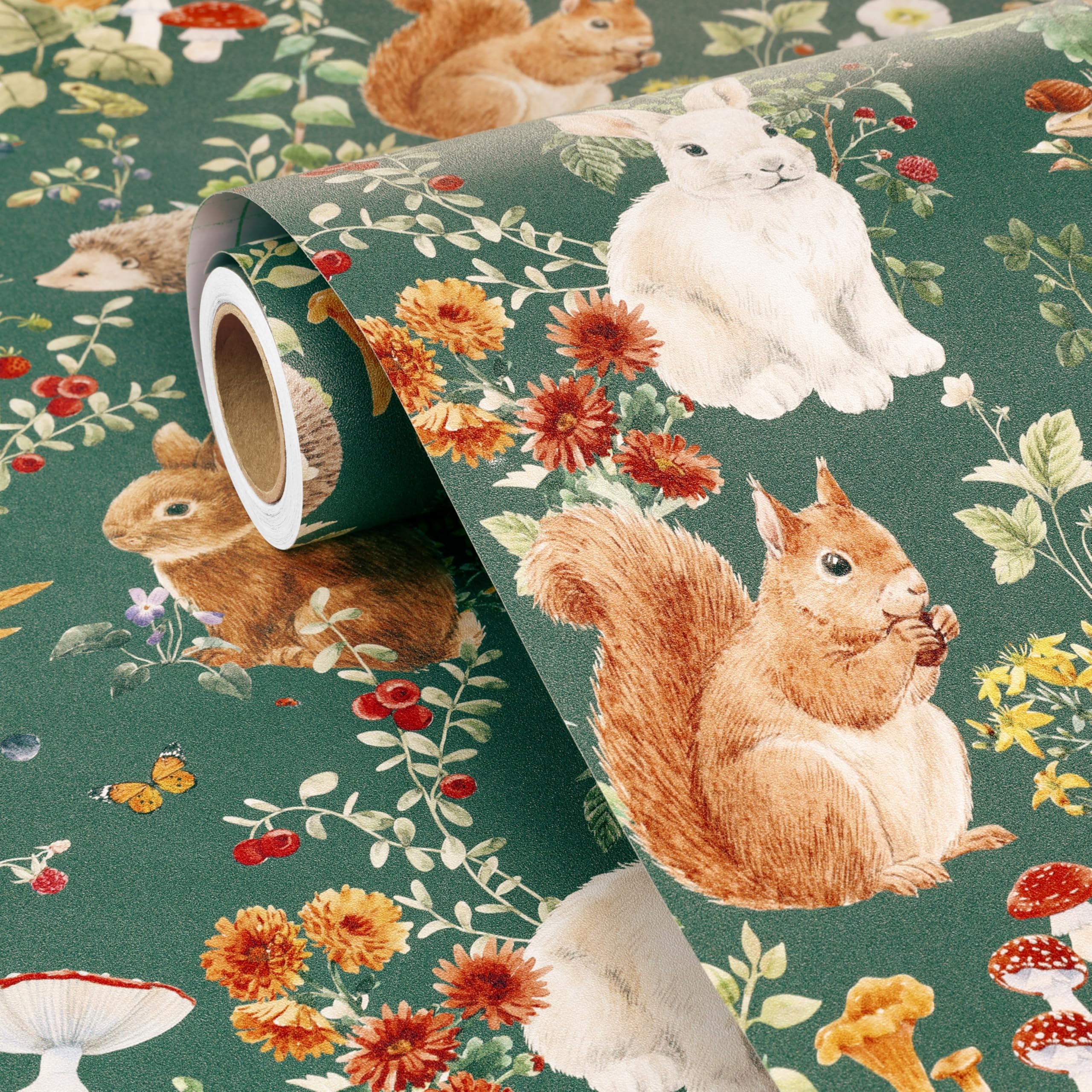 FunStick 44.5CM×9M Papel Pintado Autoadhesivo Botanico Verde Papel Pintado Pared Bosque Naturaleza Vintage Vinilo Adhesivo Muebles Flores Armario Impermeable Vinilo Adhesivo Pared Bosque Verde Salón
