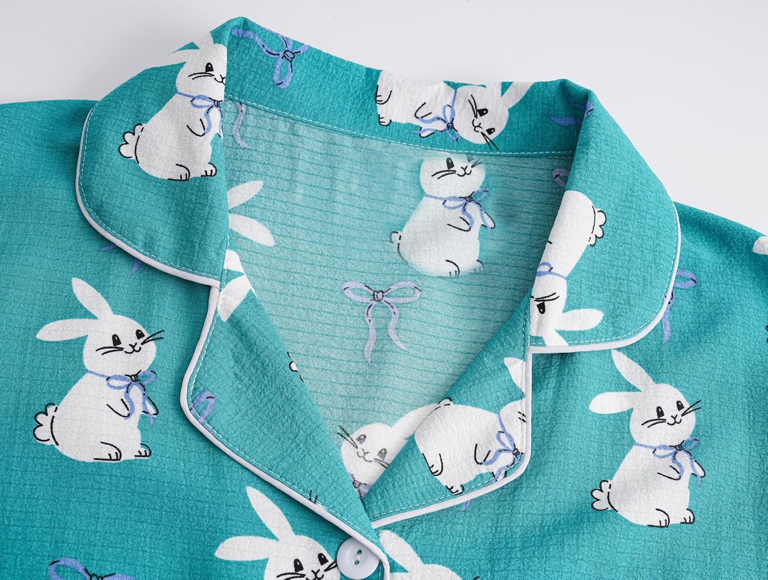 Hupohoi Girls Pajamas Short Sleeve with Shorts Button Down Loose Fit Summer Sleepwear Soft Wrinkle Muslin Nighty 2pcs