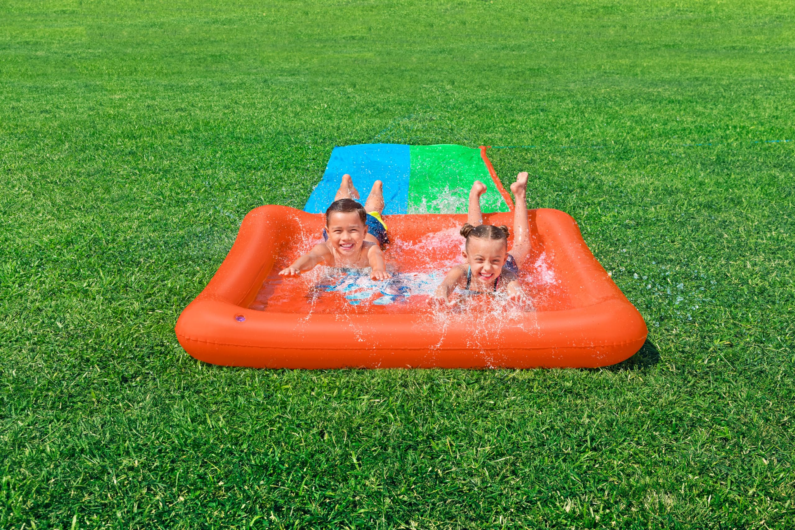 Bestway 52633 Scivolo ad acqua a corsia doppia Super Splash, 3 anni+