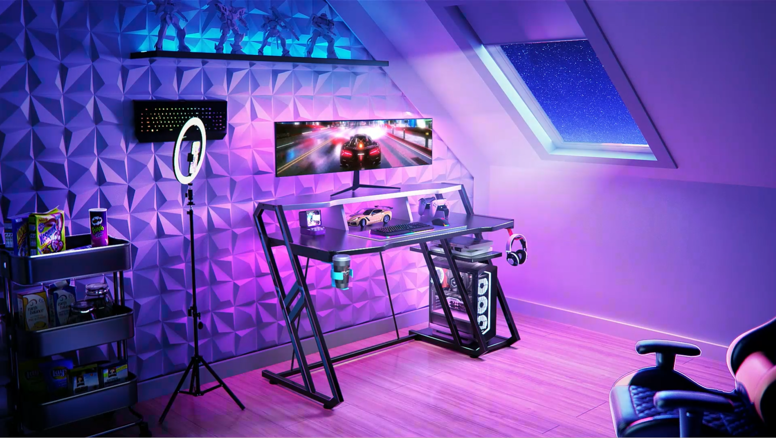 【MSPK】電源まとめ売り8個 Amazon.com: MOTPK Gaming Desk with Power Outlet & LED Lights