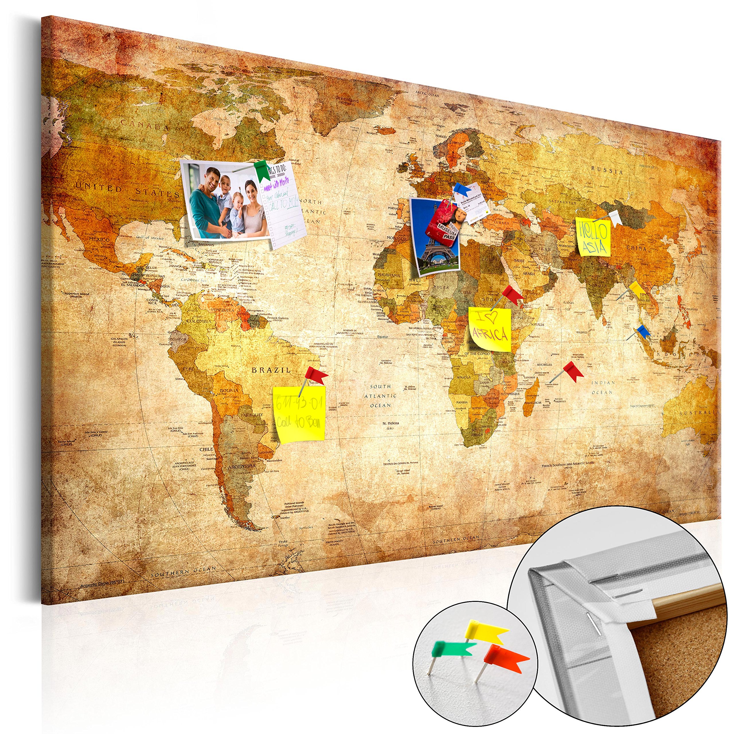 murando - Pinnwand Pinboard Karte Poster, 120x80 cm, Geschenkidee, Büro