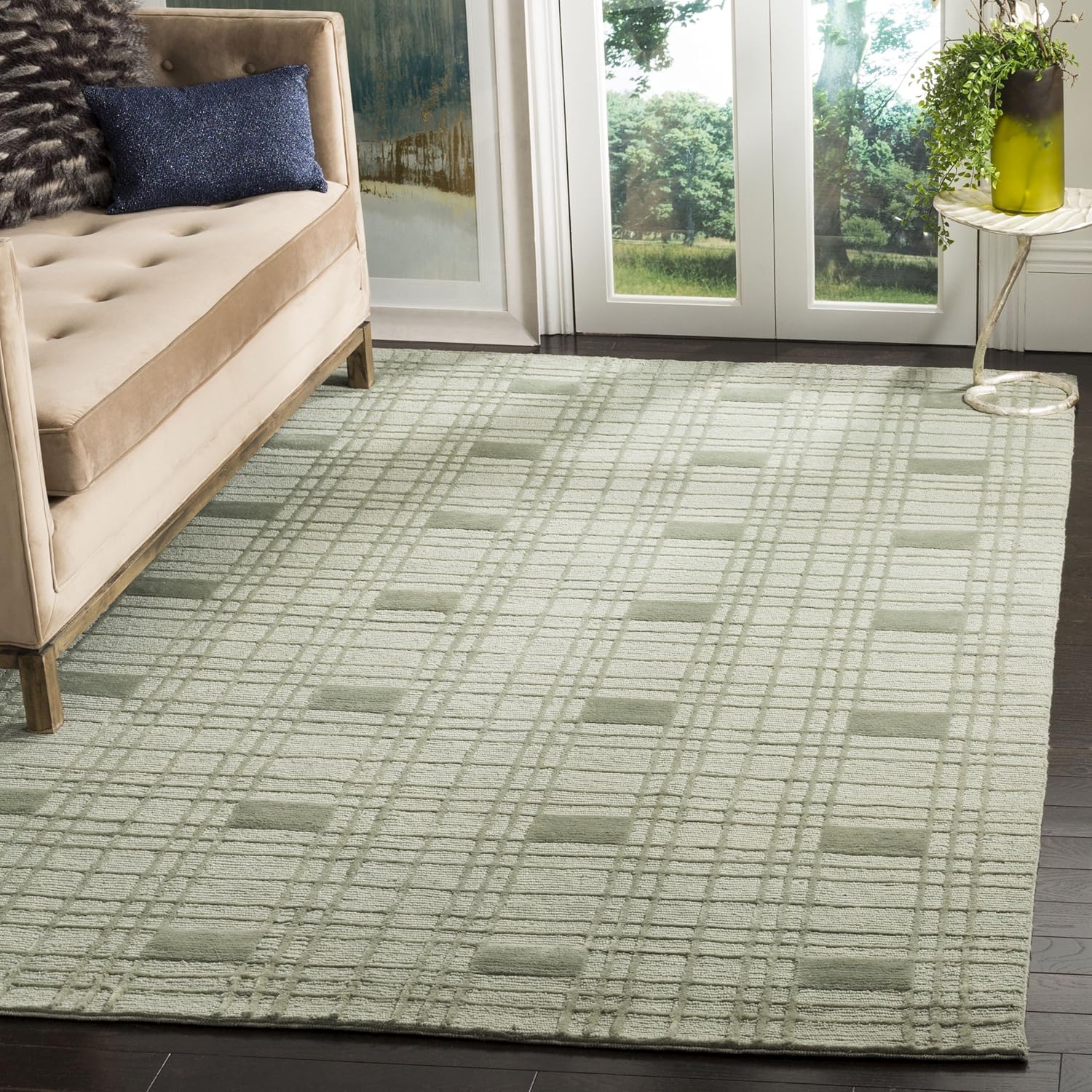 SAFAVIEH Tibetan Collection 9' x 12' Celadon TB120J Hand-Knotted Modern Premium Wool Area Rug