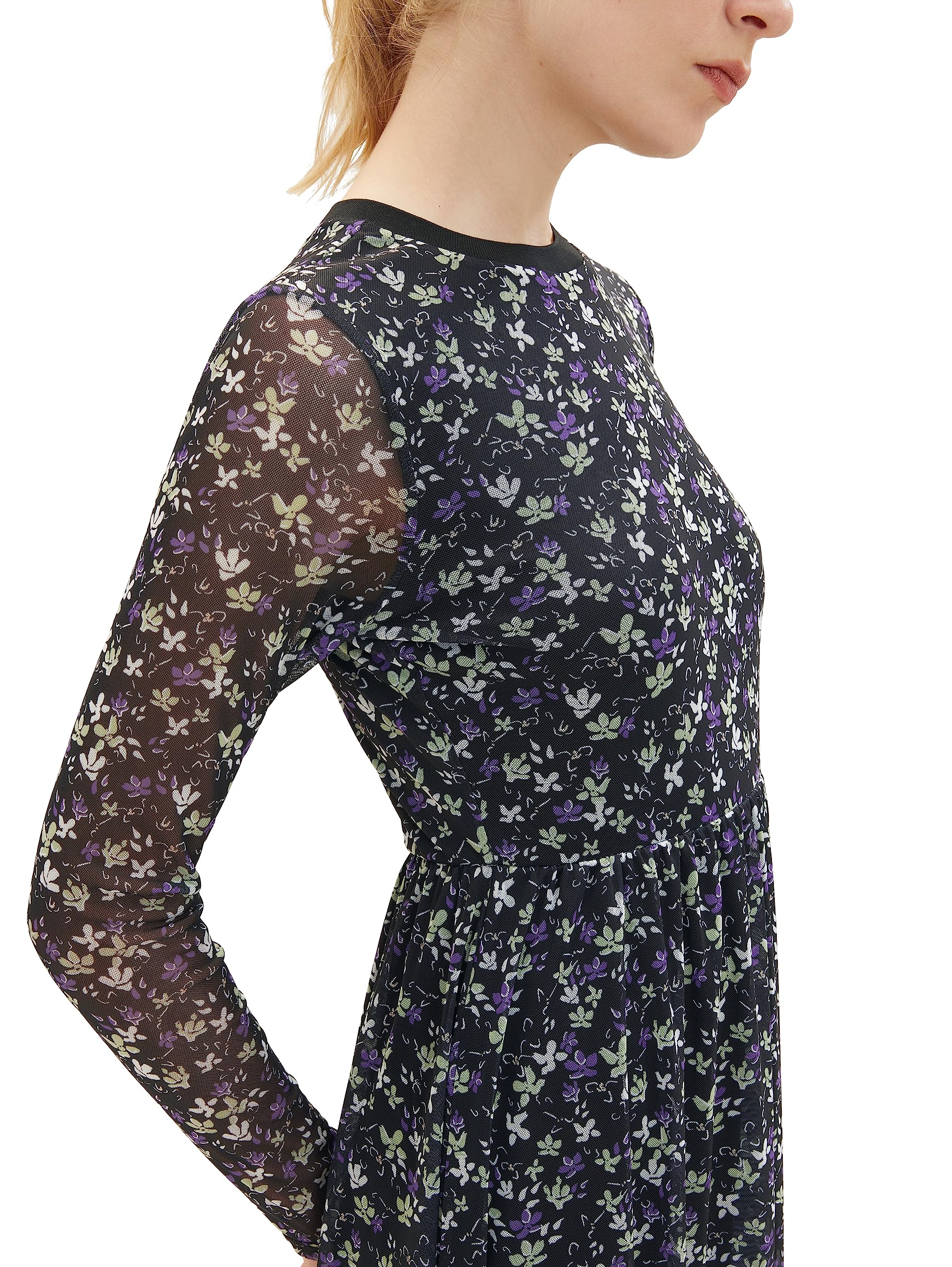 TOM TAILOR Denim Fantasia Abito in Rete da Donna in Denim con Motivo