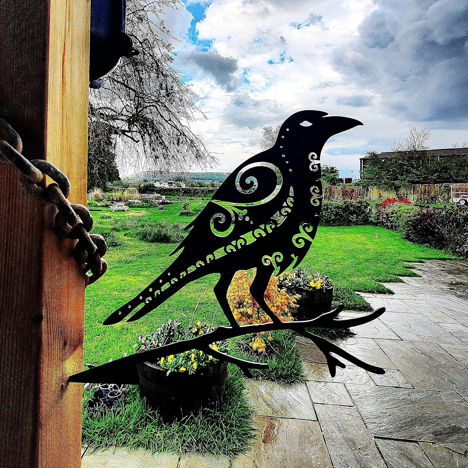 Somerset Quintessence Metal Bird Garden Art Odins’ Raven Huginn Pagan Decor Viking Art