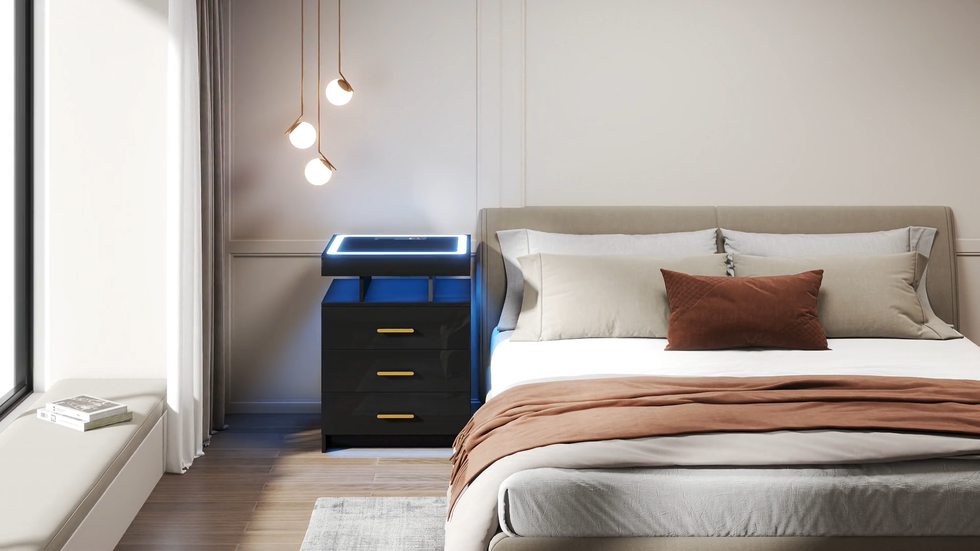 Amazon.com: Lvifur LED Nightstand with Wireless Charging Station