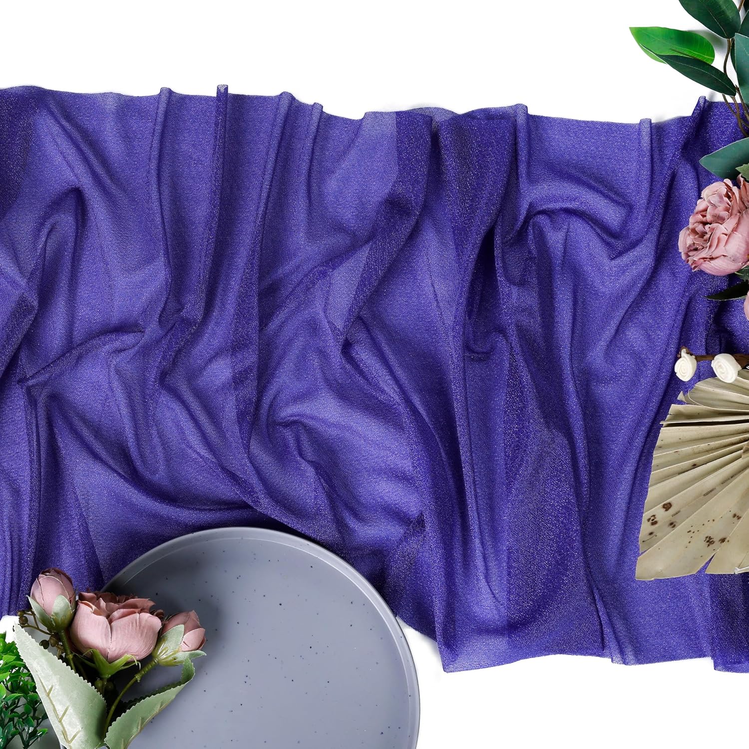 MDS Pack of 20 Wedding 12 x 108 inches Chiffon Table Runner for Wedding, Decorations for Birthday Parties, Banquets, Graduations, Engagements, Runners fit Rectangle, Round Table - Royal Blue