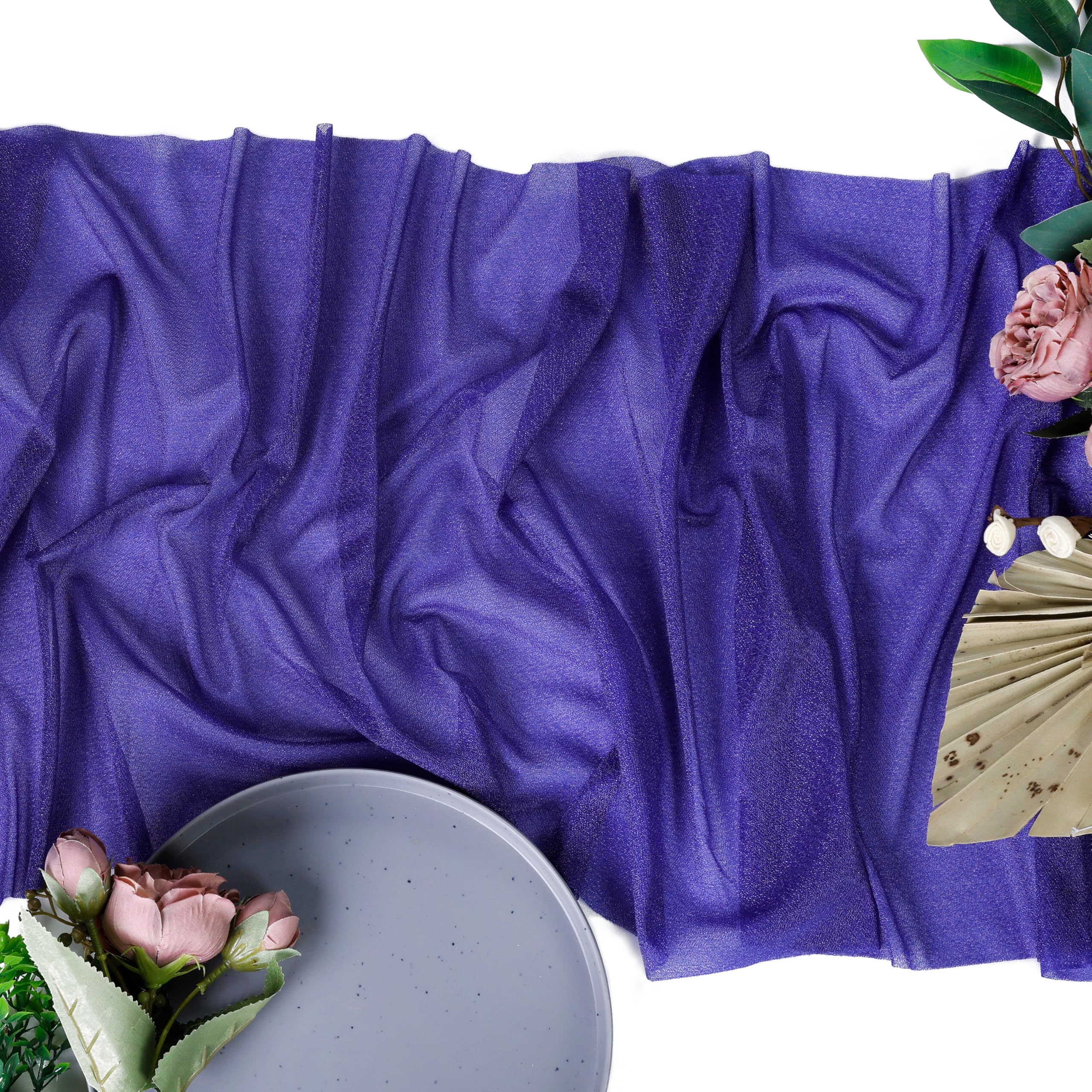 MDS Camino de mesa de gasa de 12 x 108 pulgadas para bodas, decoración para fiestas de cumpleaños, banquetes, graduaciones, compromisos, caminos de mesa rectangular, paquete de 10 unidades, azul rey