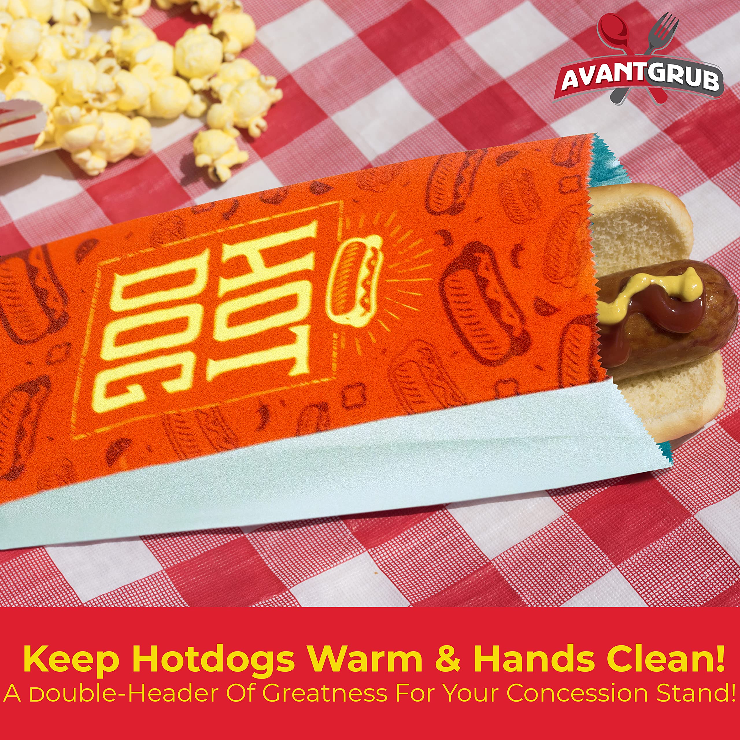 GreaseProof, Warming Foil Hotdog Wrapper Bags 75pk. Classic Hotdog