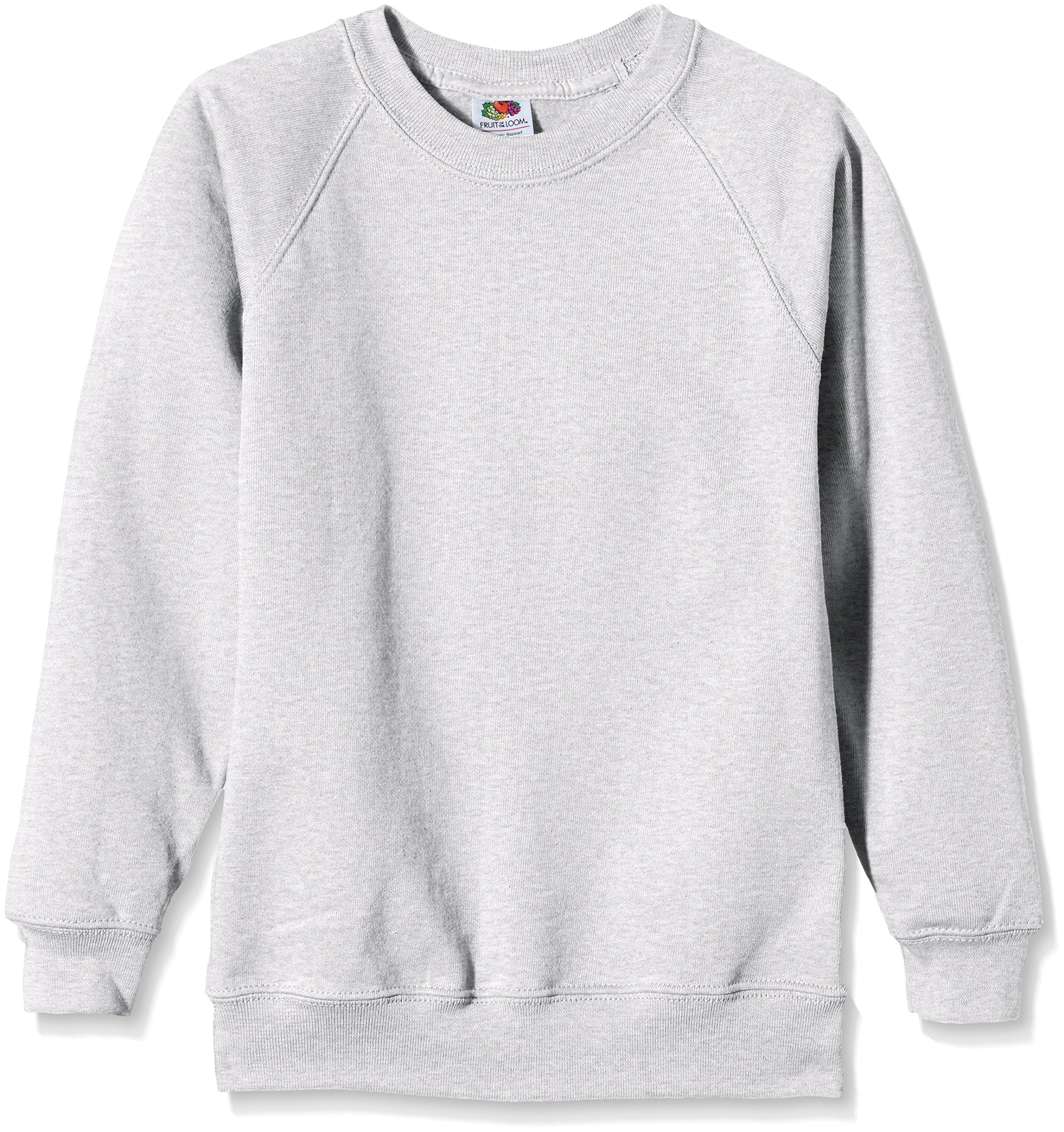 Fruit of the Loom Unisex Kids Raglan Classic Sweater, Heather Grey, 14-15 Years (Manufacturer Size:36)
