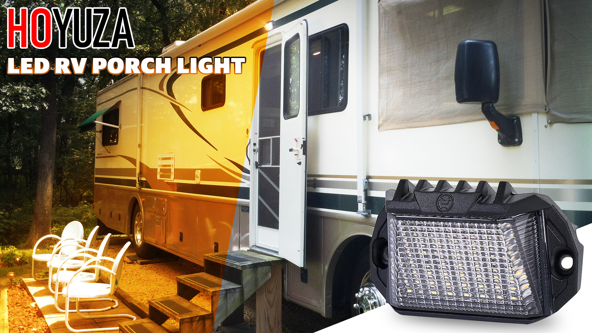 HOYUZA 4 Inch RV Exterior LED Porch Light, 1300LM White/Amber Dual