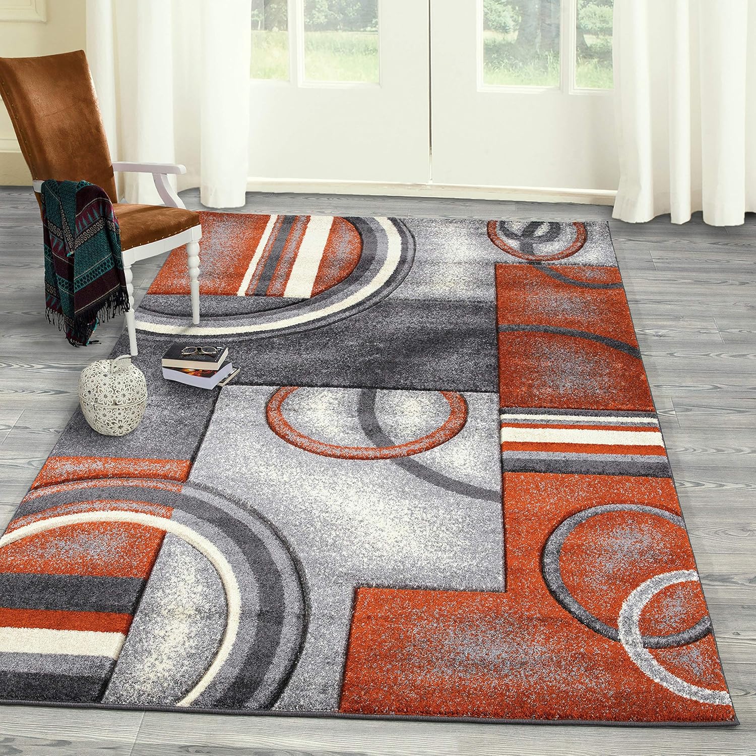 Small Large Orange Silver Grey Modern Soft Thick Circles Design Carved Rugs Long Hall Runner Mats 6 160x230cm Amazon Co Uk Kitchen Home