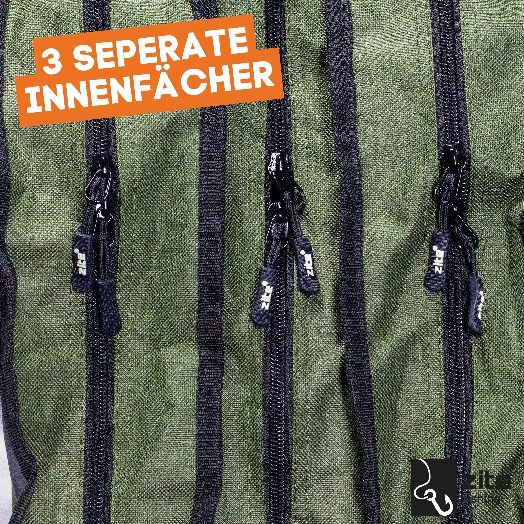 Zite Fishing - Bolsa para caña de pescar (3 compartimentos)