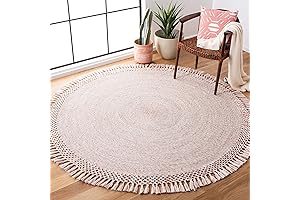 SAFAVIEH Sahara Collection 4' Round Pink Handmade Boho Tassel Area Rug