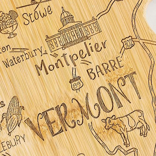 Miniatura 5 de Totally Bamboo Destination Vermont State - Tabla para servir y cortar con forma de estado, incluye corbata para colgar para exhibición en la pared