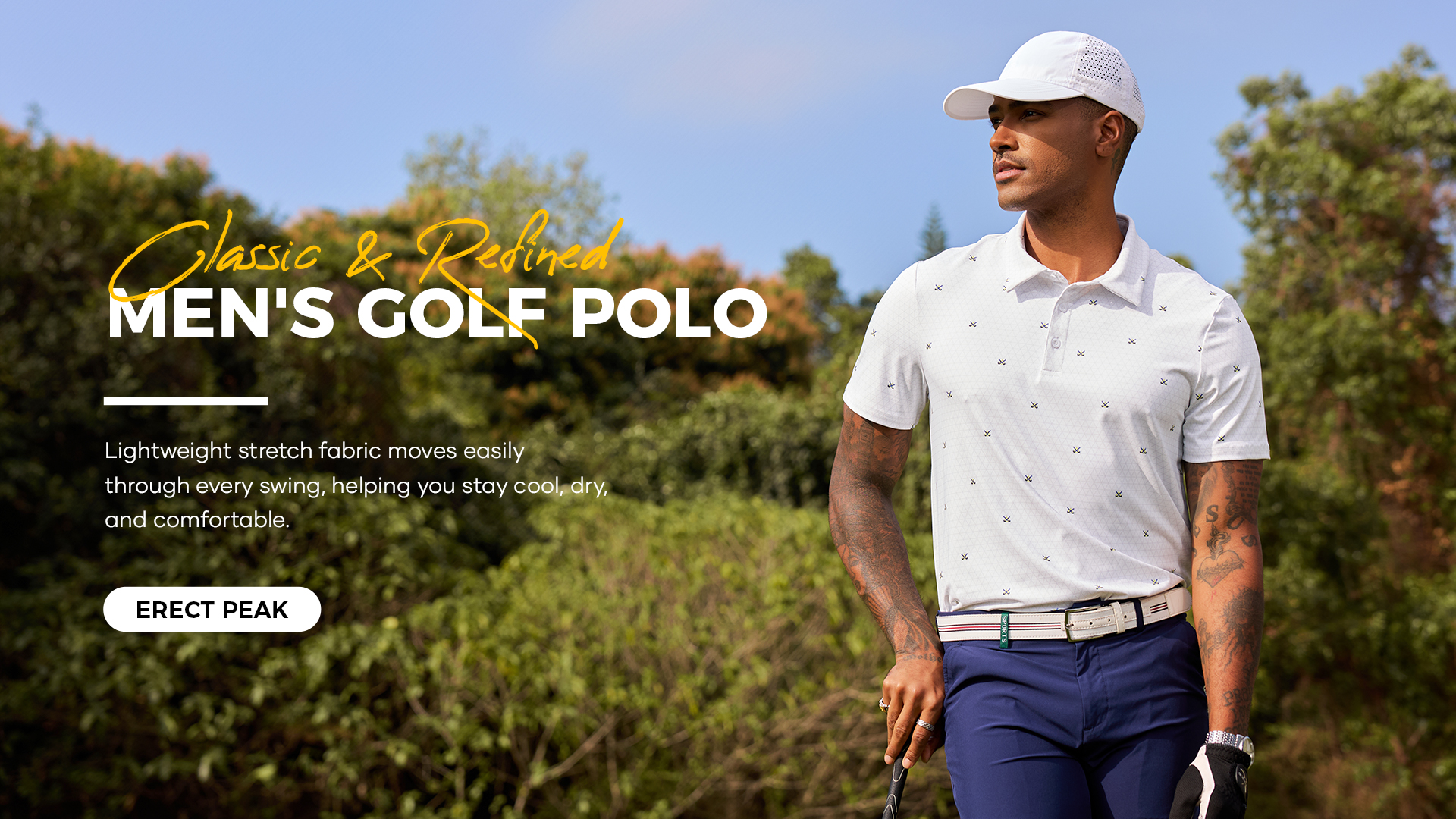 Polo de golf para hombre ERECT PEAK con tejido que absorbe humedad, secado rápido y protección UPF50+ (Tallas S-XXL) miniatura 7