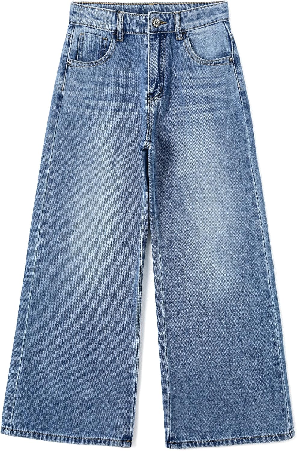 KIDSCOOL SPACE Girls Jeans,Ripped Wide-Leg Denim Pants