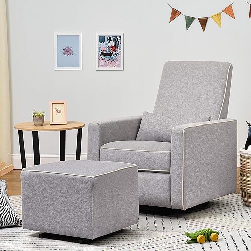 Miniatura 9 de DaVinci Otomana universal deslizante en gris con ribetes crema, oro Greenguard y certificado CertiPUR-US Gery Con Tubería De Crema,Crema,Gris (Misty