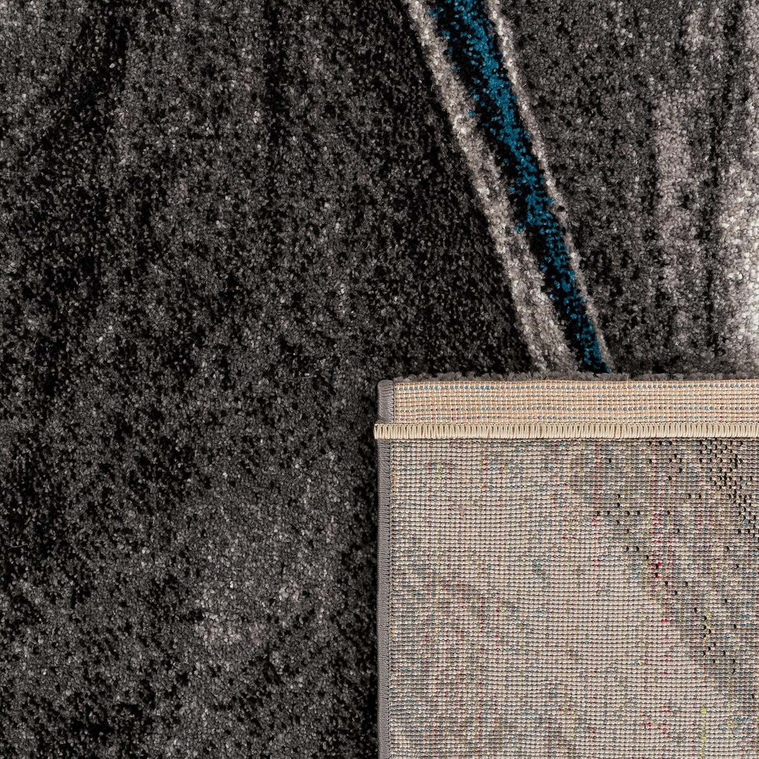 Paco Home Modern Living-Room Rug Abstract Wave Pattern in Grey Blue, Size: 2'8" x 4'11"