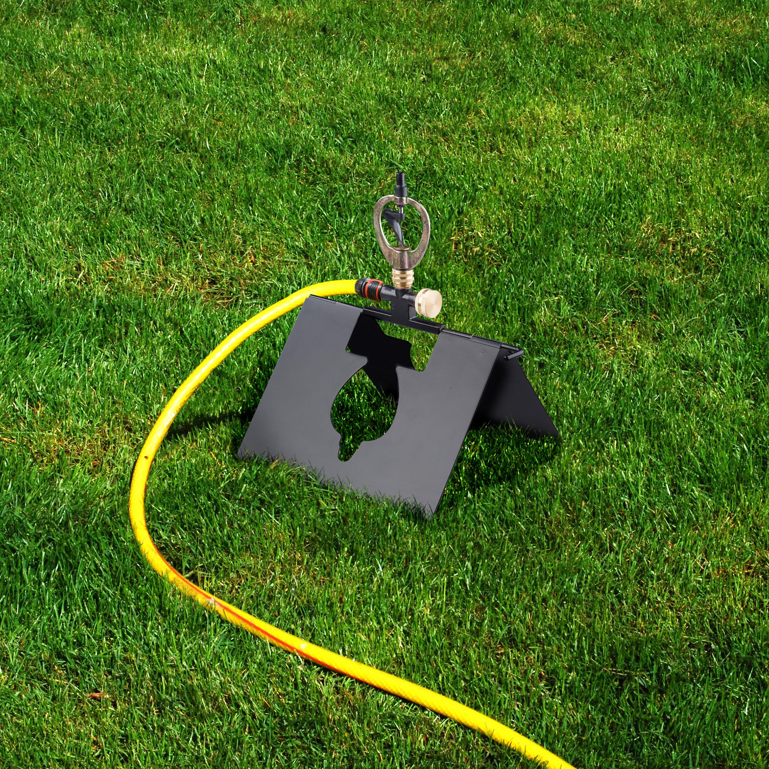 Relaxdays Arroseur de Jardin ou Toit, raccord pour Tuyau d’Eau 1/2", irriguer Surfaces Rondes Jusqu’à 78 m², Noir/doré