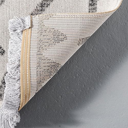 Miniatura 4 de nuLOOM Gretchen - Alfombra tribal para interiores y exteriores, 5 x 8 pies, color gris claro