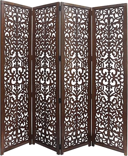 Miniatura 13 de Biombo Divisor de Habitación de Madera - Árbol Arbor Marrón Antiguo - Hecho a Mano 60 x 72 pulgadas Tres Paneles Plegables - Pantalla Decorativa