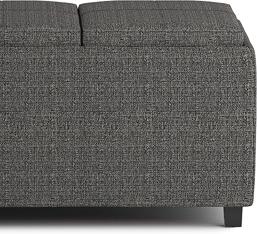 Miniatura 337 de Otomana rectangular de almacenamiento de cuero sintético Simpli Home Avalon., Cuero, Marrón Azul,Marrón Chocolate,Cloud gris,Gris oscuro,Azul