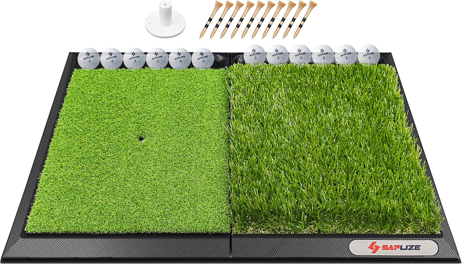 SAPLIZE Foldable Heavy-Duty Golf Hitting Mat with 10mm EVA Backing for Indoor/Outdoor Swing & Chipping, Golf Accessories & Gift for Men & Women