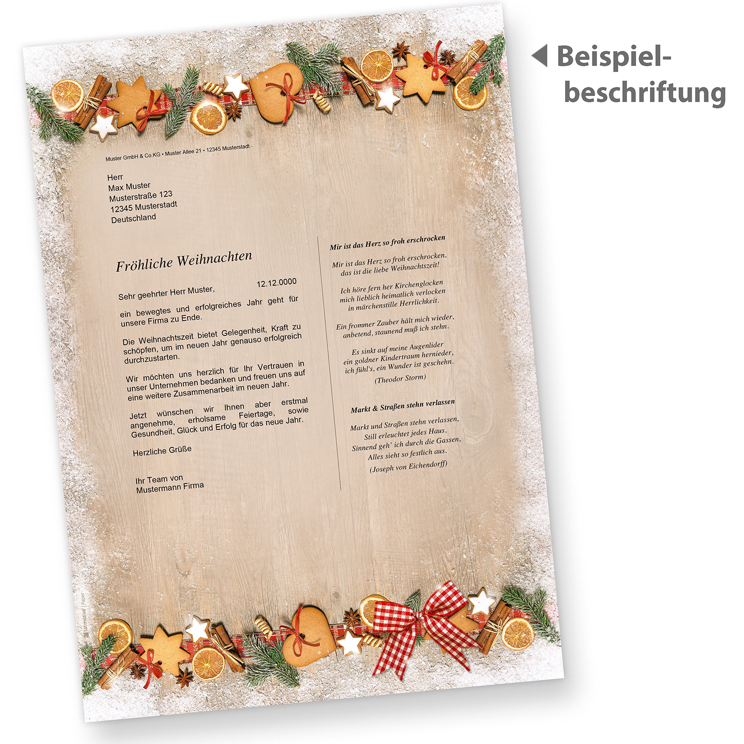 Briefpapier Weihnachten LANDIDYLLE (500 Blatt) Weihnachtsbriefpapier A4 Holz Landhaus Stil urig schön
