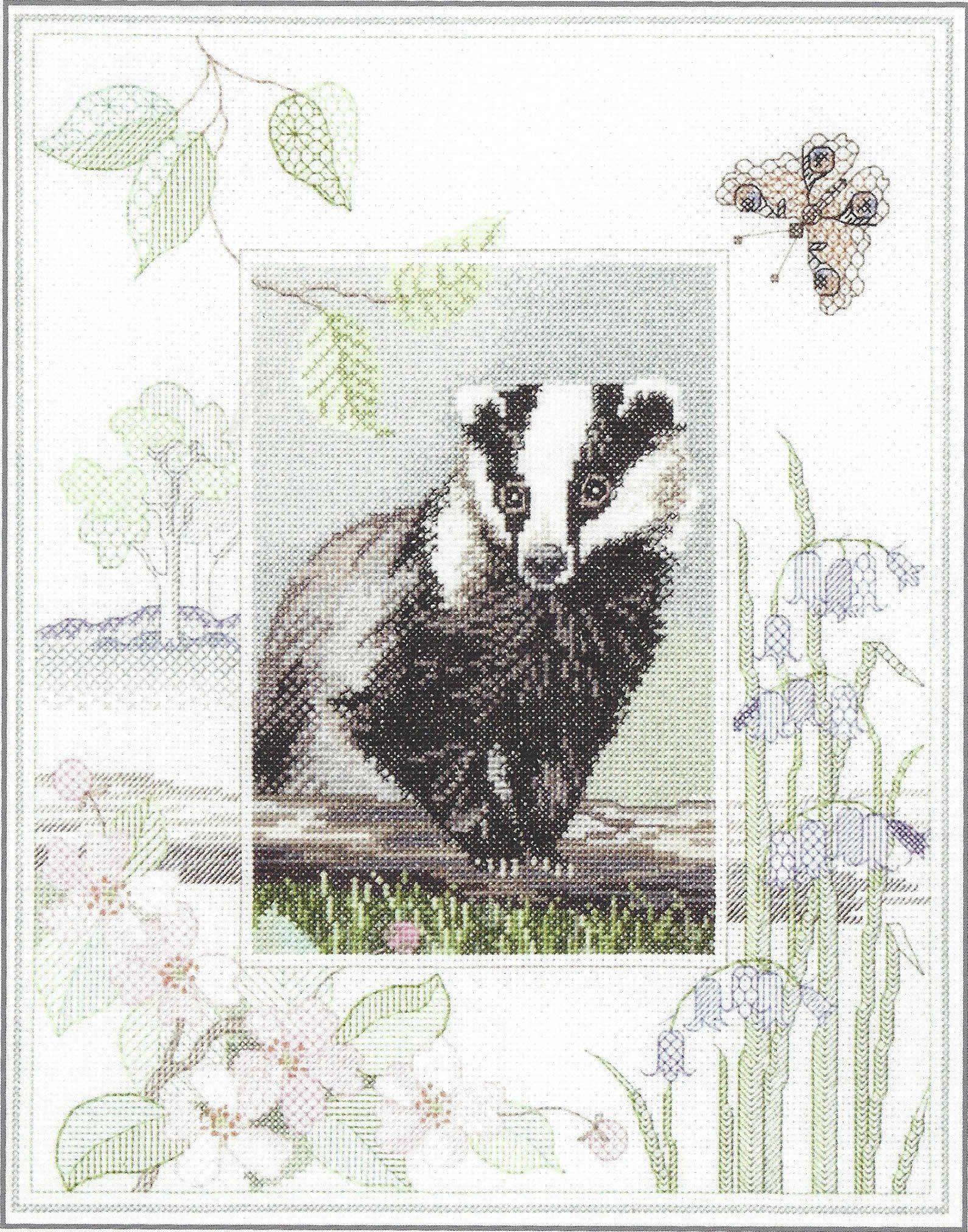 Bothy Threads Wildlife - Badger Counted Cross Stitch Kit 26.9x34.2cm DWWIL9