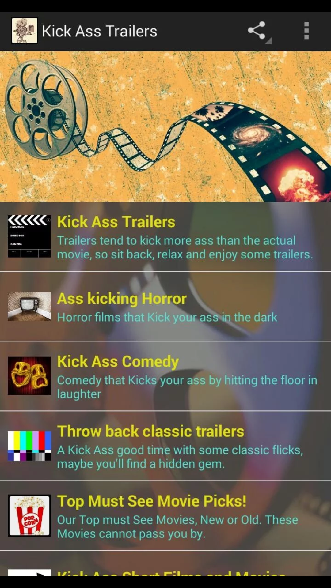 KickAss Film Trailers App on the Amazon Appstore