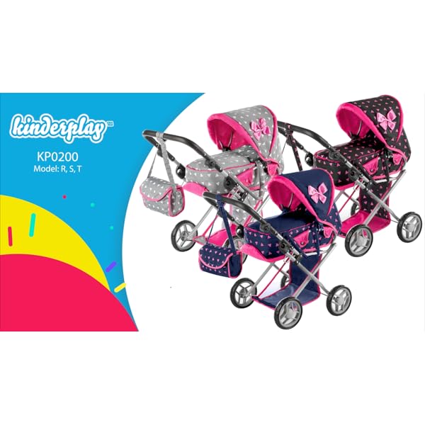 Kinderplay Puppenwagen ab 1 2 3 Jahre Kinderwagen Spielzeug - 3 in 1, Puppenwagen mit Herausnehmbarer Tragetasche und… – Bild 8