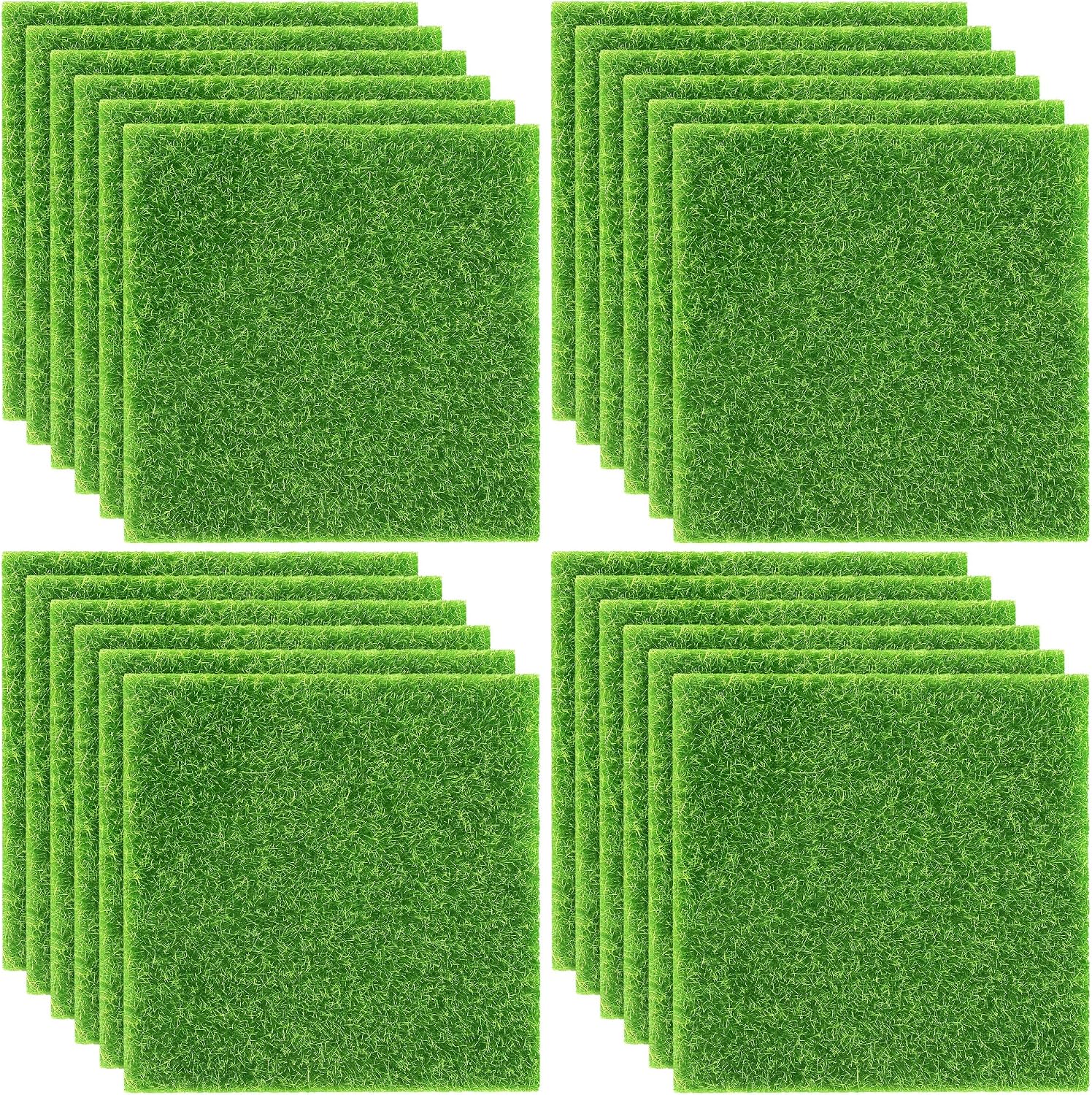 Elcoho 12 Pieces Fake Grass for Crafts Fairy Garden 6 x 6 Inches Artificial Garden Grass for Miniature Ornament Dollhouse DIY Decoration