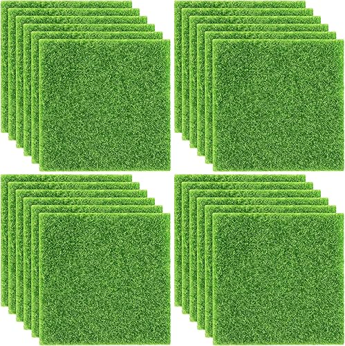 Vista 8 de Elcoho 12 piezas de césped artificial para manualidades, jardín de hadas, 6 x 6 pulgadas, para decoración en miniatura, casa de muñecas, decoración