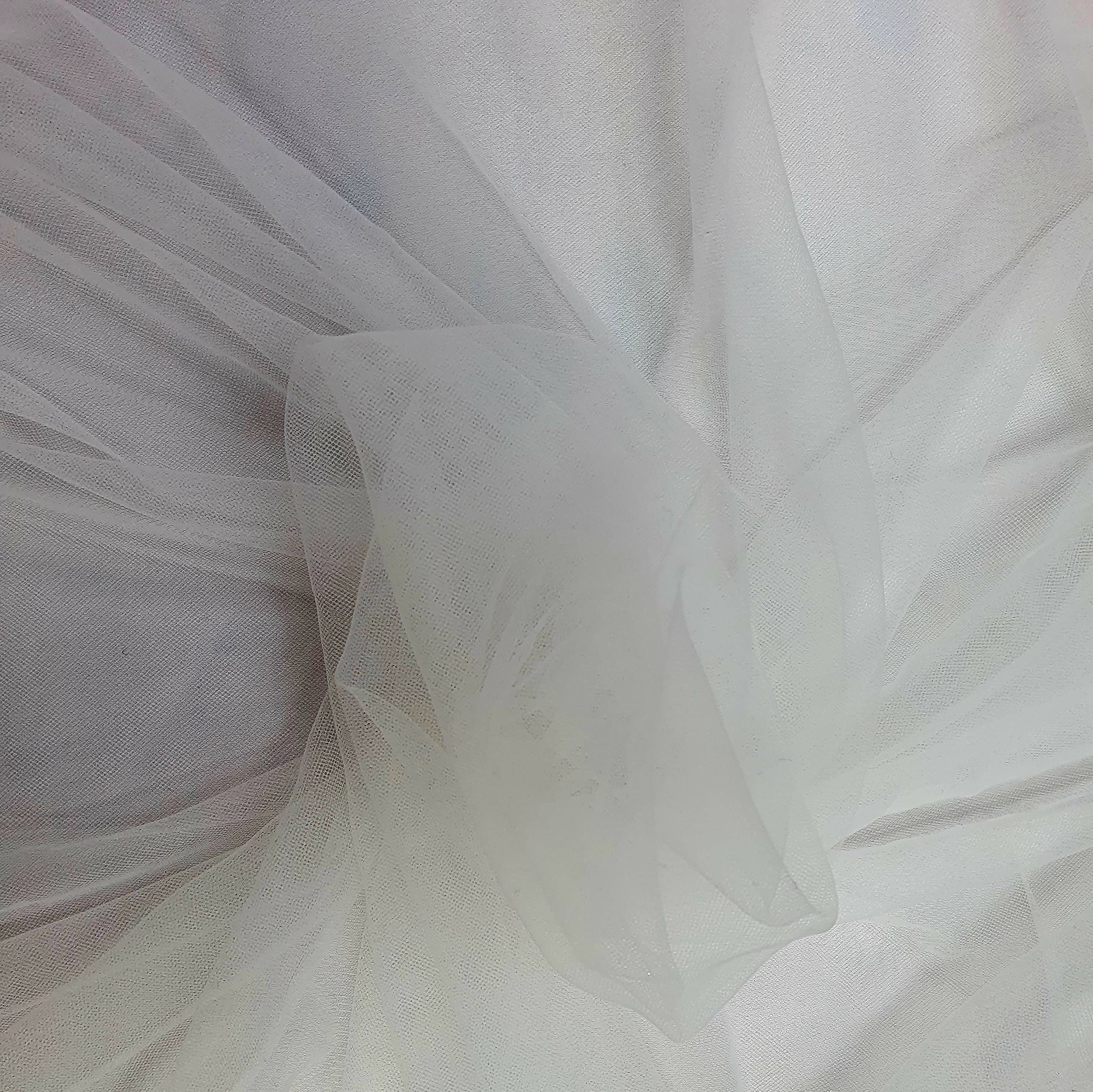 Fabrics King Online Soft Illusion Tulle Fabric 60" - 150cm Wide - Delicate Veiling Mesh Fabric - Sold by The Metre - Bridal Veil, Prom, Underskirt (Ivory)