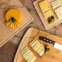 Vista 3 de Tabla de cortar de bambú para cocina, tabla de cortar de madera con ranuras para jugos, tabla de cortar de madera pequeña para carne, tablas