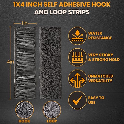 Miniatura 2 de GGR Supplies Cómodo y resistente juegos de tiras de cierre de nailon con velcro con respaldo adhesivo resistente para un montaje sin daños en el