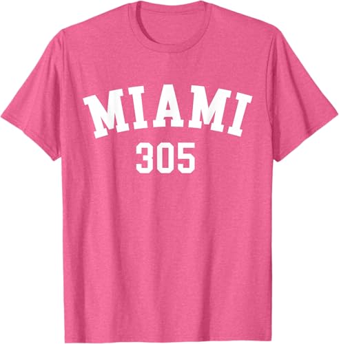 Miniatura 53 de Miami 305 USA American College Font T-Shirt Negro,Azul Marino,Azul Pastel,Arándano,Rojo,Plateado,Hierba,Verde Kelly,Marrón,Verde Oliva,Jaspeado
