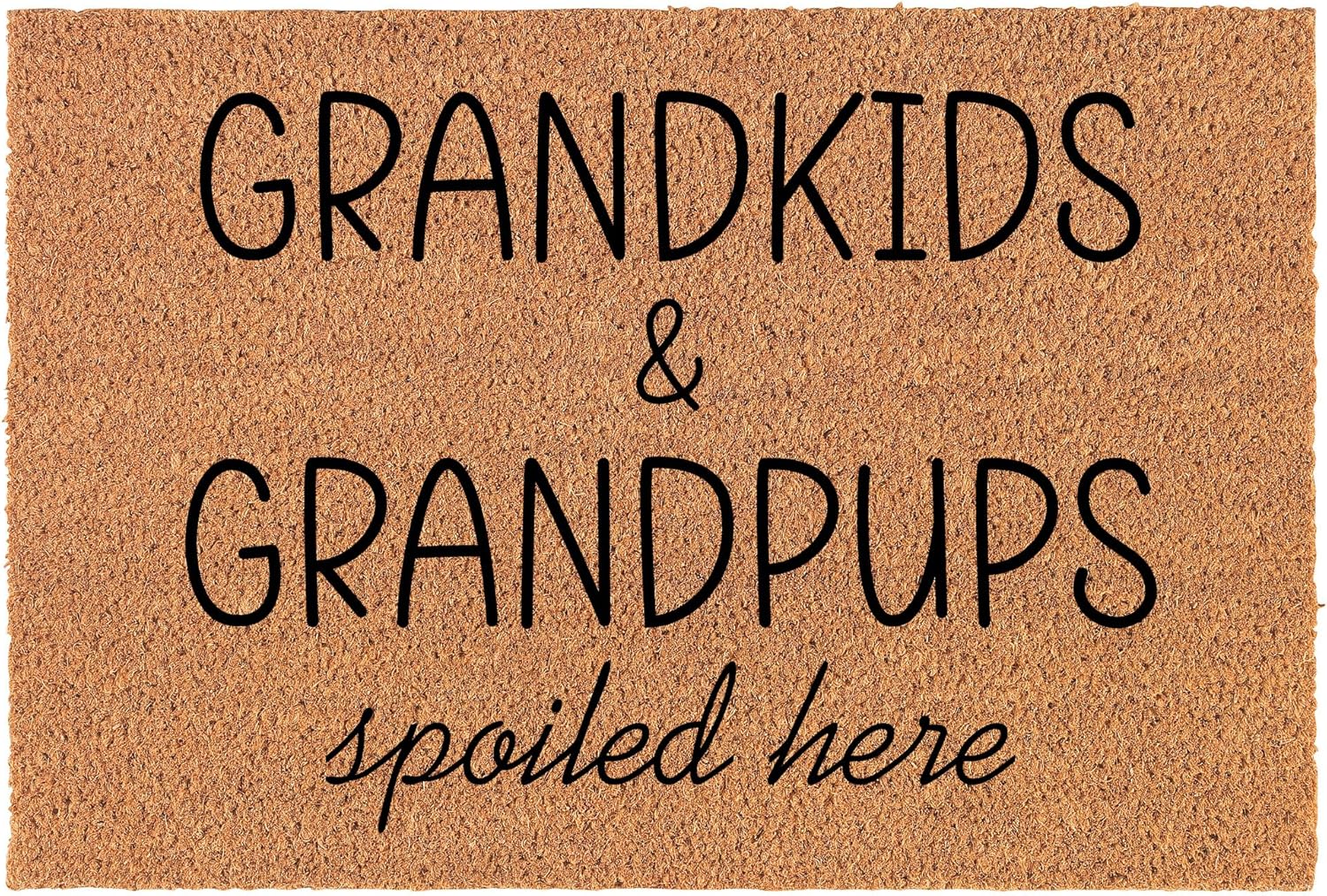 Welcome Doormat Coco Coir Door Mat Gift Grandkids and Grandpups Spoiled Here Grandparent for Grandma Grandpa (24" x 16")