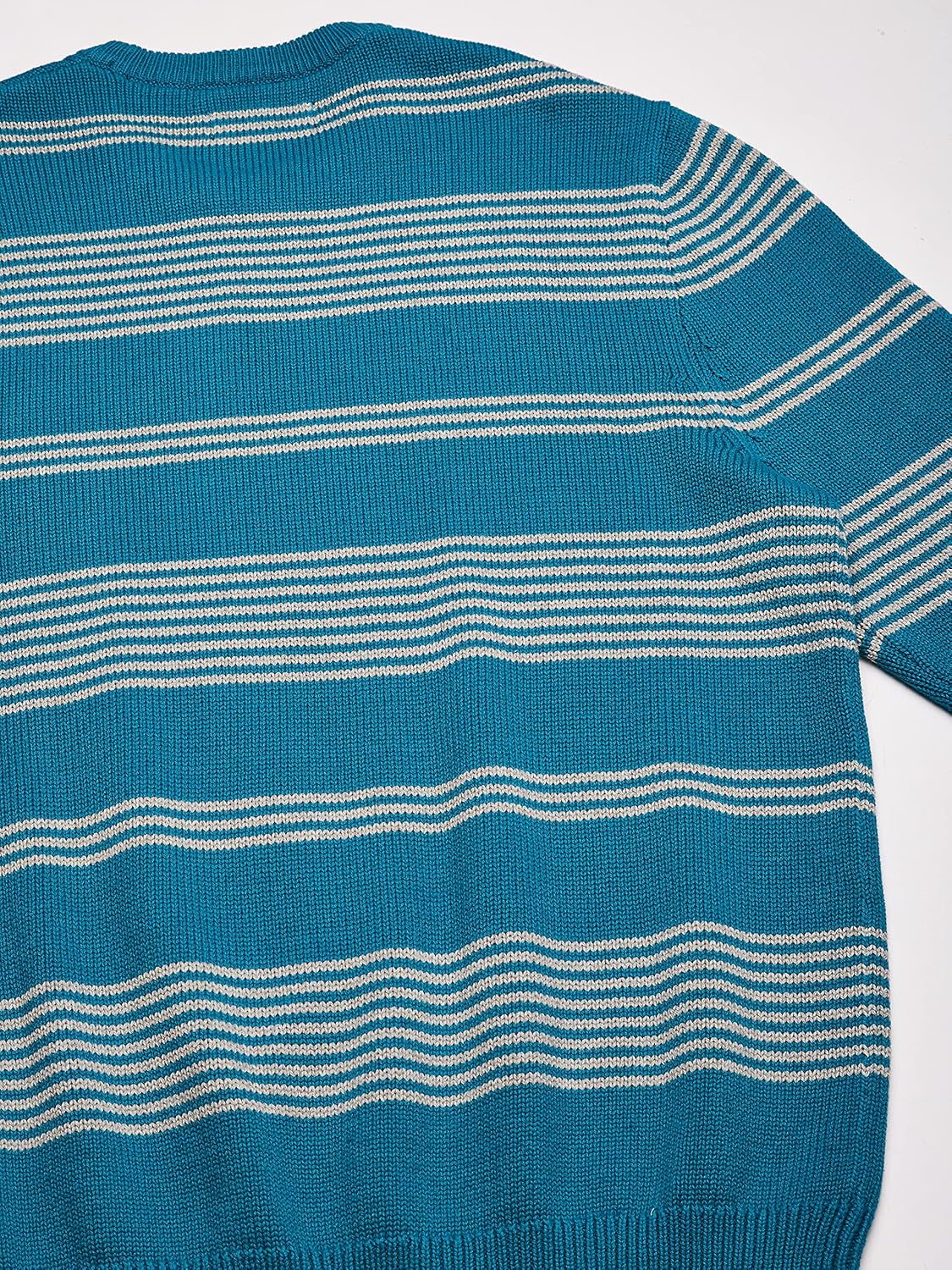 Chaps Men's Classic Fit Cotton Crewneck Sweater Large Crystal Teal Multi Stripes