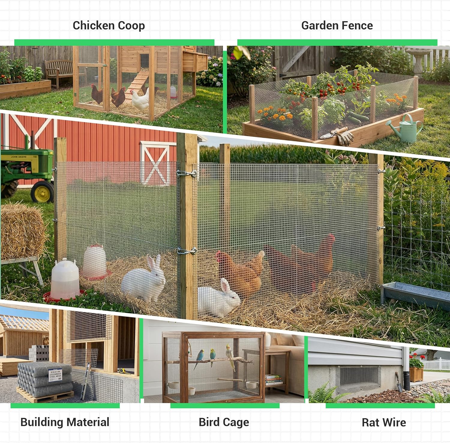 Land Guard Hardware Cloth 1/2 Inch 48inx100.1ft 19 Gauge Square Chicken Wire Fence Mesh Roll Raised Garden Bed Plant Supports Poultry Netting Cage Snake Fence…