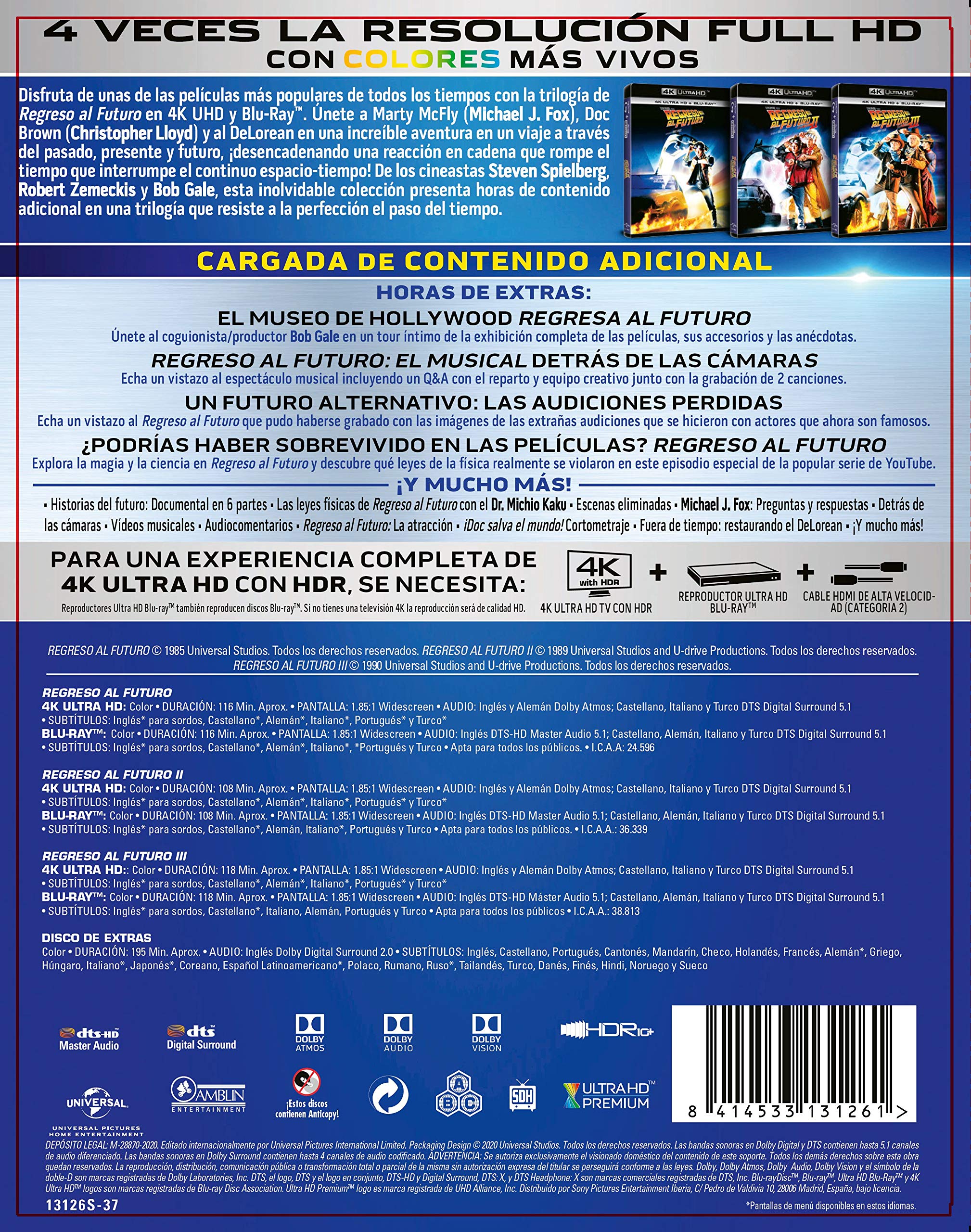 REGRESO AL FUTURO 1-3 (4K Ultra-HD + BD + BD EXTRAS) [Blu-ray]