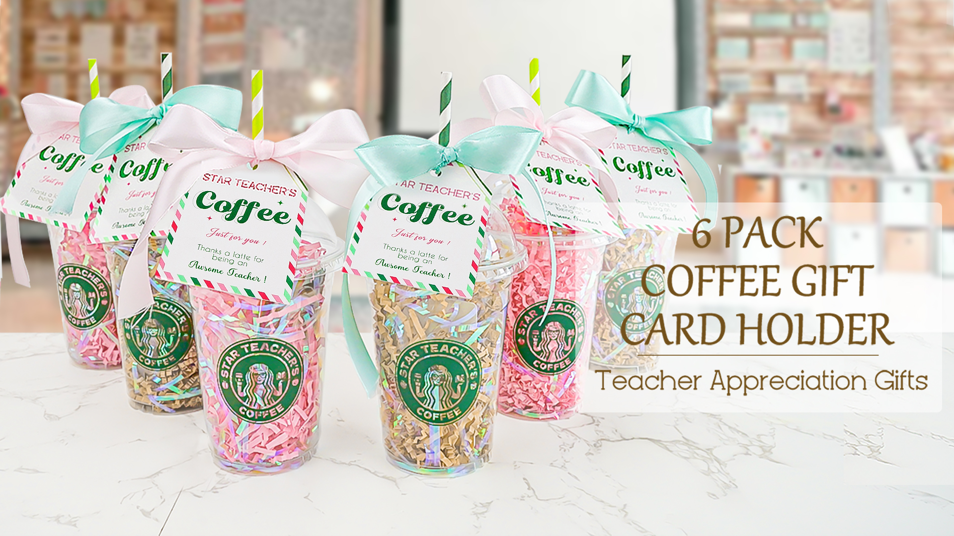 Amazon.com: Teacher Gifts - Teacher Appreciation Gifts - 6 Pack Coffee Gift  Card Holder with Cards
