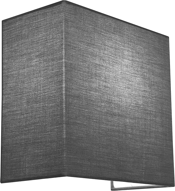 HARPER LIVING 1xE27/ES Wall Wash Light with Switch, Grey Square Fabric Shade, Suitable for LED Upgrade, Ideal for Bedroom, Living Room, Hallway, Hotel, B&B