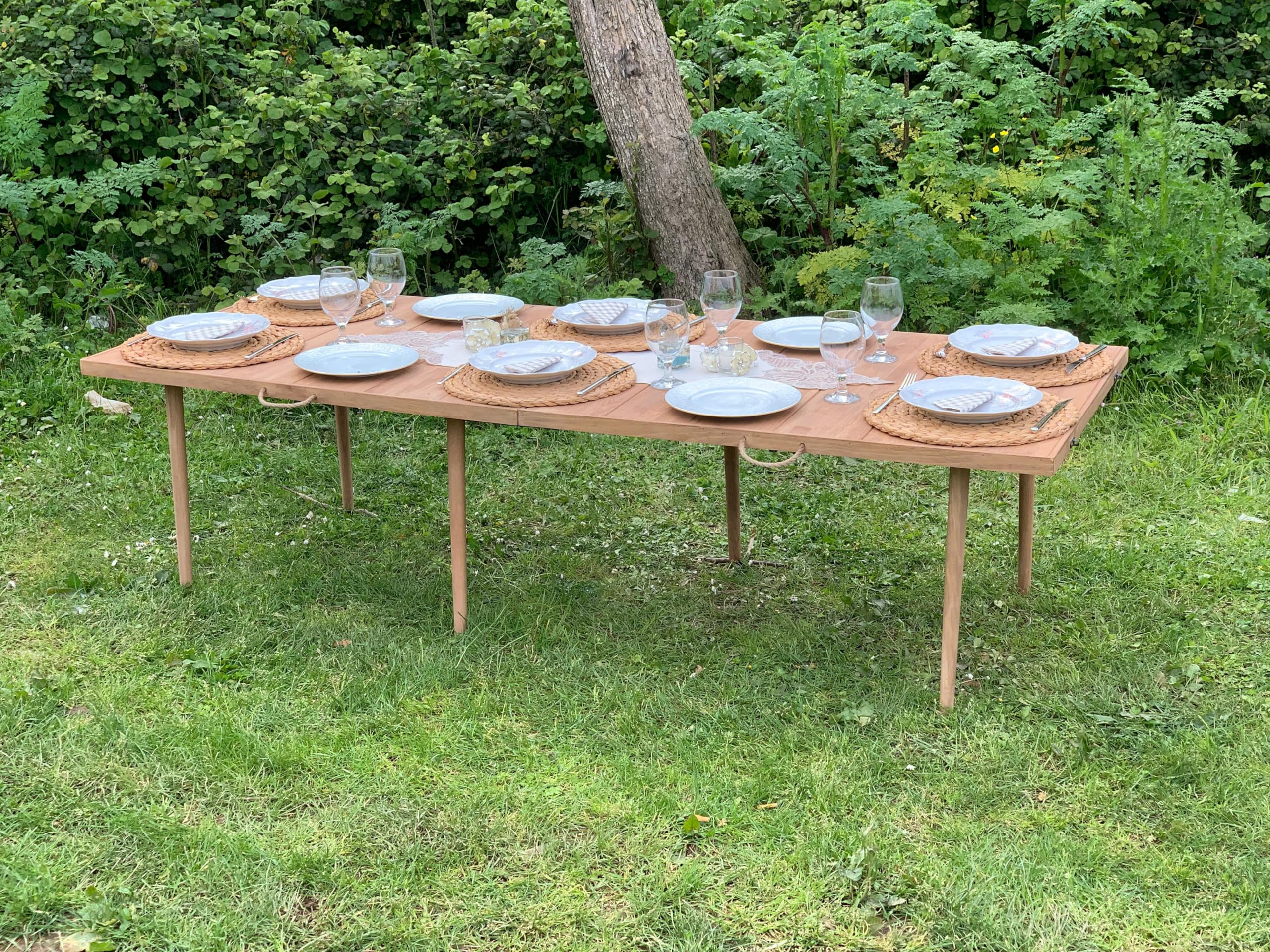 pratikoutdoor Katlanır Kamp, Piknik ve Bahçe Masası 75x200 cm - Ceviz Renk