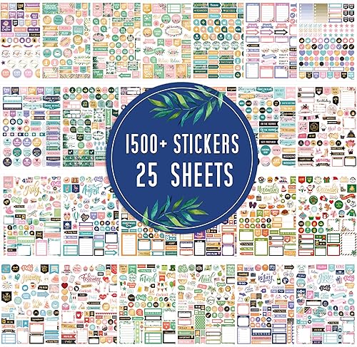 Miniatura 8 de Calcomanías para planificación, calcomanías y accesorios para planificador mensual, 25 páginas, más de 1500 impresionantes, calcomanías funcionales