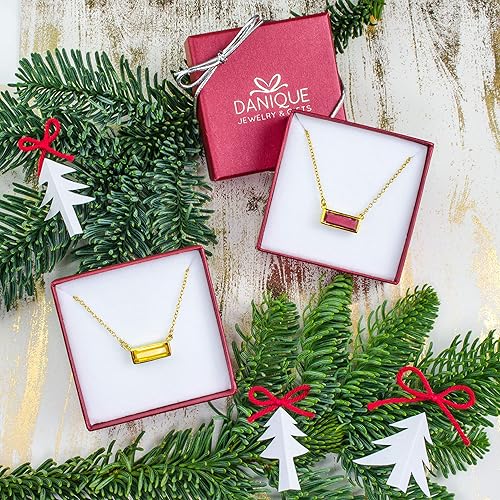 Miniatura 5 de Adira Series Horizontal Gemstone Bar Necklace, Personalized with Name or Birthdate, Custom Birthstone Necklace (Blue Topaz)